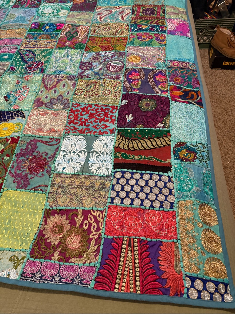 Hand Beaded Patchwork Wall Hanging 50x60 New without Tags - Picture 15 of 15